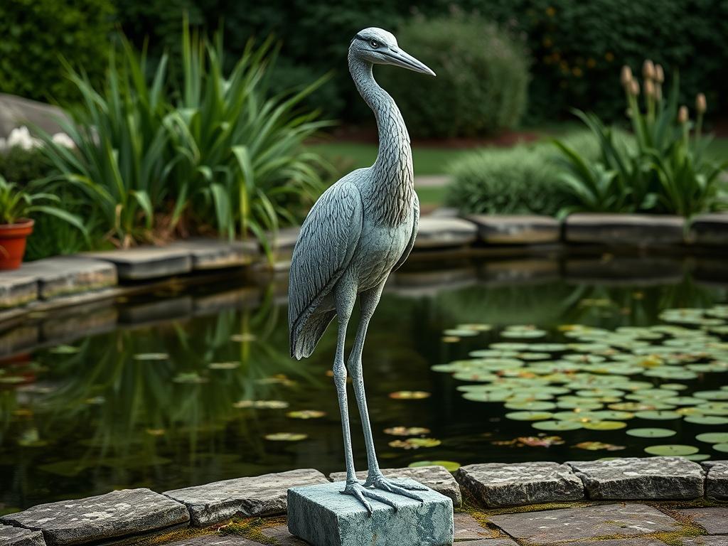 Elegant Heron Stone Sculpture