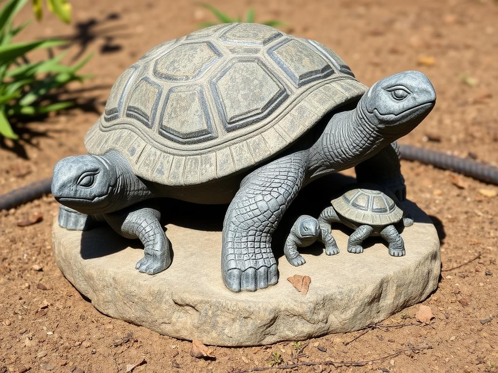 Stone Turtle Family Sculpture